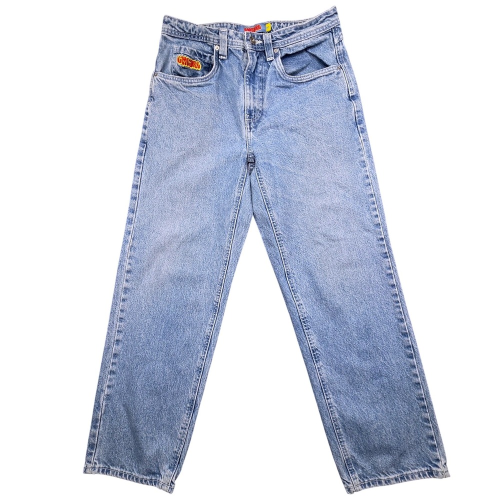 Empyre Mens Loose Fit Light Wash Embroidered Skater Jeans Size 30